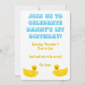 Just Ducky Lucky Einladung zum ersten Geburtstag (Rückseite)