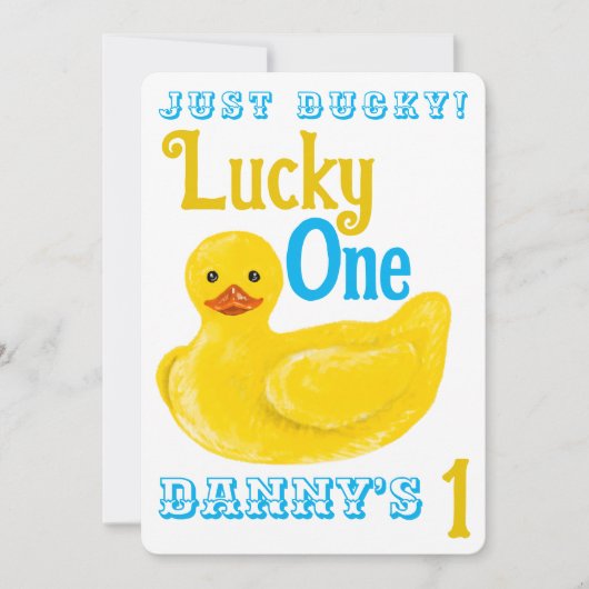 Just Ducky Lucky Einladung zum ersten Geburtstag (Vorderseite)