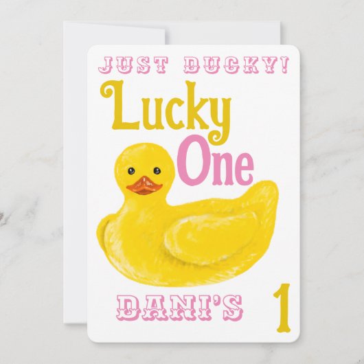 Just Ducky Lucky Einladung zum ersten Geburtstag (Vorderseite)