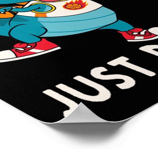 Just Dunk It Fun Dinosaur Basketball League Slam D Poster (Ecke)