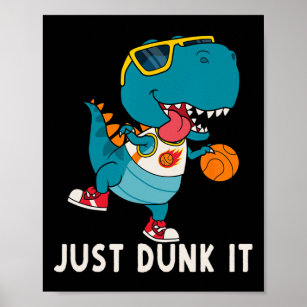 Just Dunk It Fun Dinosaur Basketball League Slam D Poster