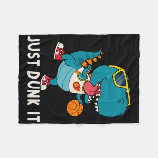 Just Dunk It Fun Dinosaur Bysketbyll League Slam D Fleecedecke (Vorderseite (Horizontal))