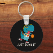 Just Dunk It Fun Dinosaur Bysketbyll League Slam D Schlüsselanhänger (Vorderseite)