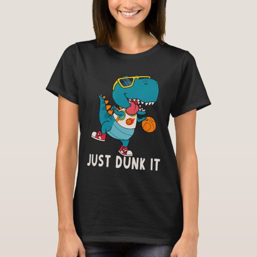 Just Dunk It Fun Dinosaur Bysketbyll League Slam D T-Shirt (Vorderseite)