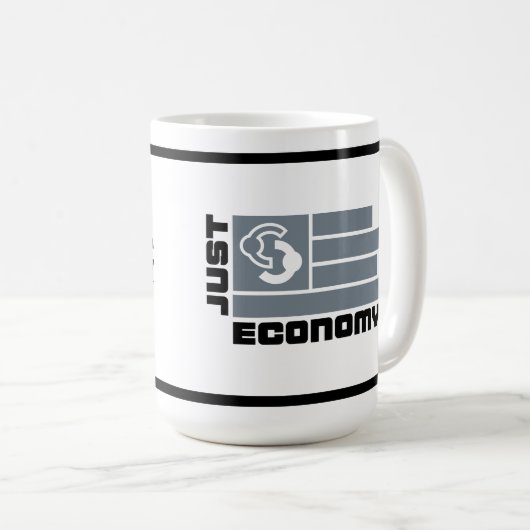 Just Economy Coffee Tasse grau und schwarz (VorderseiteRechts)