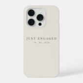 Just Engaged Minimalist Typography Soft Beige iPhone Hülle (Rückseite)
