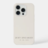 Just Engaged Minimalist Typography Soft Beige iPhone Hülle (Rückseite)