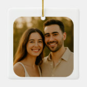 Just Engaged Photo Couple Engagement Christmas Keramikornament (Rückseite)