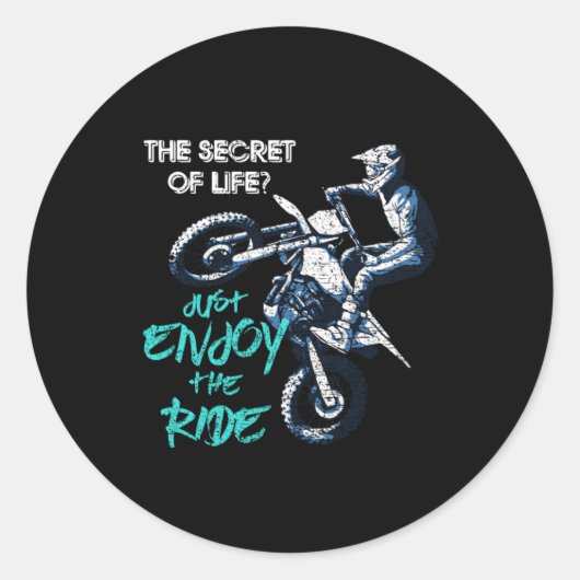 Just Enjoy The Ride Motocross Motorcycle Biker Gif Runder Aufkleber (Vorderseite)