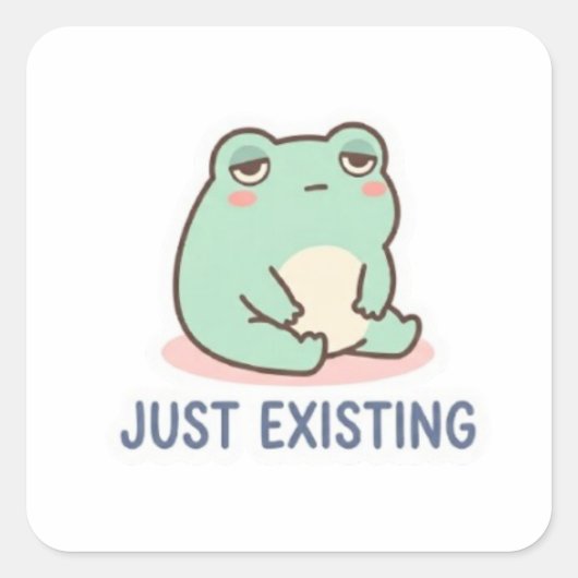 Just Existing Frog Sticker Cute Neutral Frog Minim (Vorderseite)