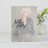 Just Fifty Photo 50th Birthday Party Einladung (Stehend Vorderseite)