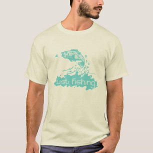 Just Fishing Herren aqua zweifarbig Fisch T-Shirt