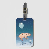 'Just Fly' Flying Pig in einem Ballon Air Travel Gepäckanhänger (Vorderseite Vertikal)