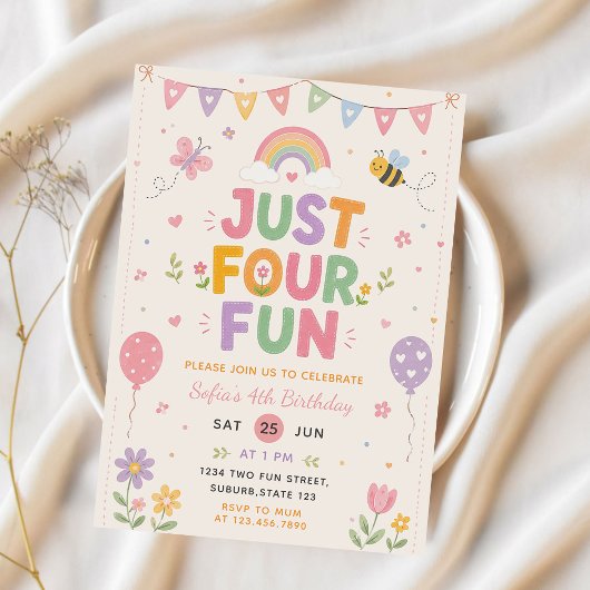 Just Four Fun Geburtstagsfeier Einladung