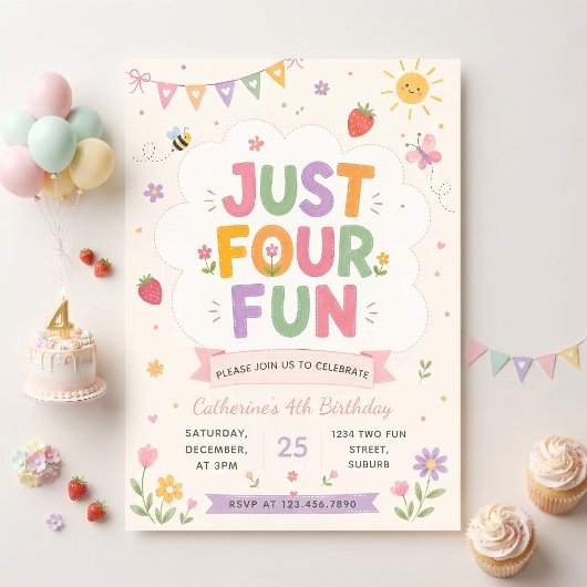 Just Four Fun Geburtstagsfeier Einladung