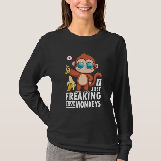 Just Freaking Love Monkeys And Bananas With Sungla T-Shirt (Vorderseite)