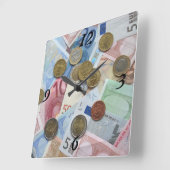 Just Gimme Money Quadratische Wanduhr (Winkel)