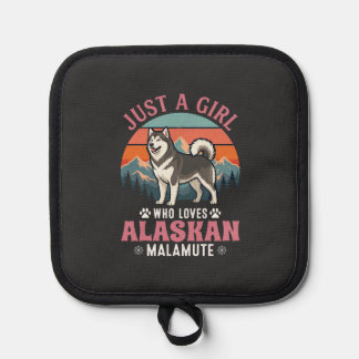 Just Girl Alaskan Malamute Dog Retro Sunset Mounta Topflappen