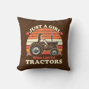 Just Girl Who Lieben Traktor Lover Vintag Kissen