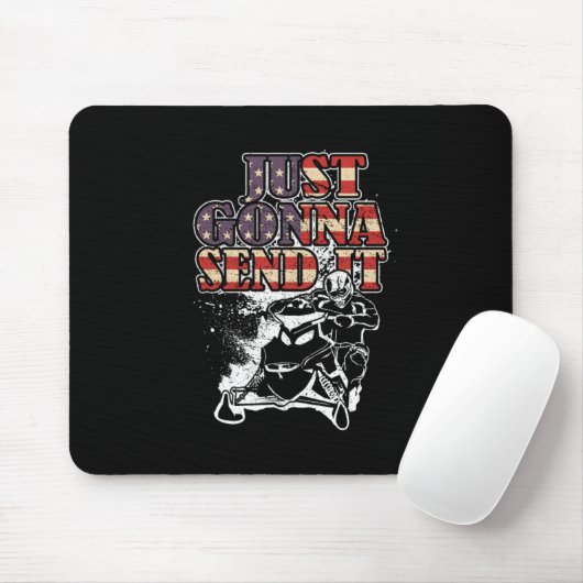 Just Gonna Send It Patriotic USA Flag Snowmobile Mousepad (Mit Mouse)