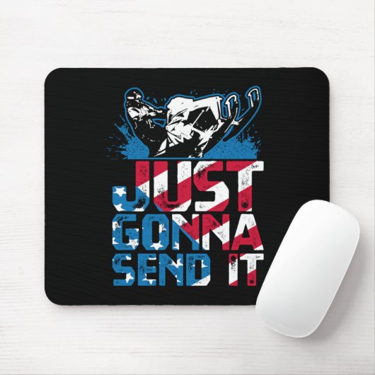 Just Gonna Send It USA Snowmobile Rider Mousepad (Mit Mouse)