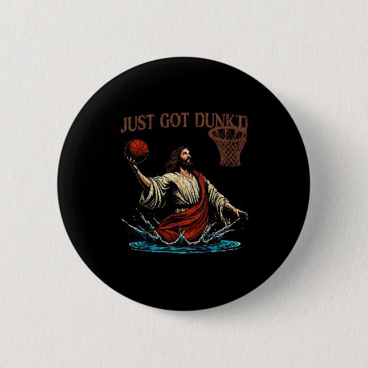 Just Got Dunked Funny Baptism Jesus Christian Bask Button (Vorderseite)
