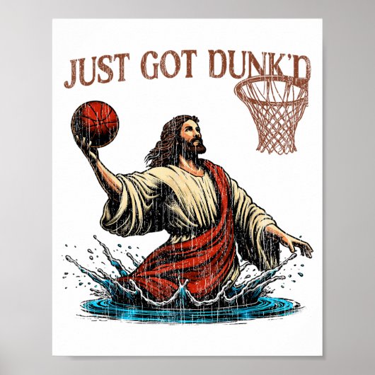 Just Got Dunked Funny Baptism Jesus Christian Bask Poster (Vorne)