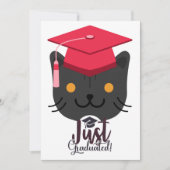 Just Graduated Funny Gray Cat Party Celebration Einladung (Vorderseite)