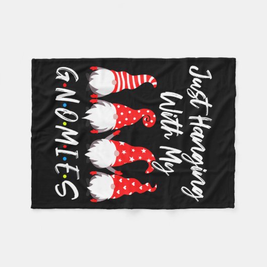Just Hanging With My Gnomies Shirt, Christmas Gnom Fleecedecke (Vorderseite (Horizontal))