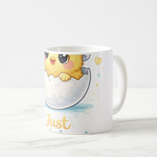 Just Hatched Cute Baby throw pillow Kaffeetasse (VorderseiteRechts)