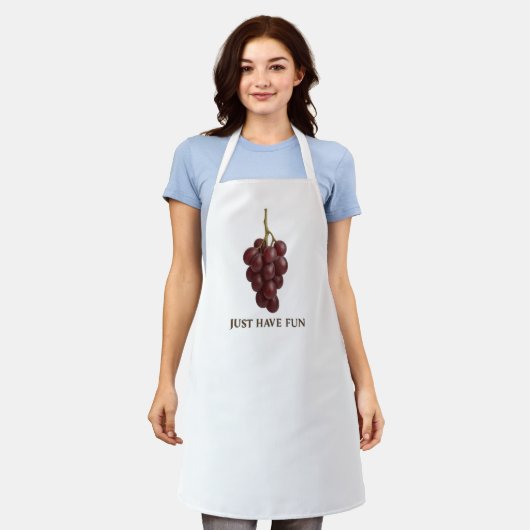 Just Have Fun" Grape Apron – Fun Kitchen or Wine Schürze (Getragen)