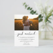 Just heiratete Elegant Foto Ankündigung Postkarte (Stehend Vorderseite)