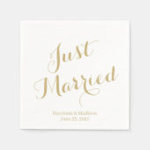 Just heiratete Gold Custom Skript elegante Hochzei Serviette (Vorderseite)
