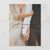 Just heiratete Niedliche Skript Hochzeit Foto Postkarte (Vorderseite)