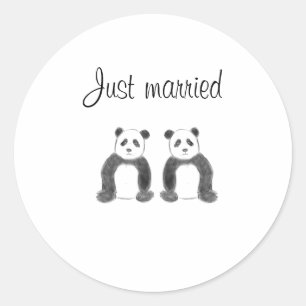 Just heiratete Panda Runder Aufkleber