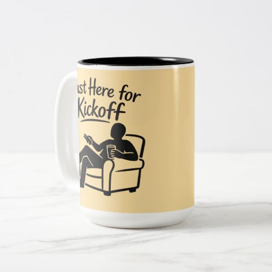 Just Here for Kickoff Zweifarbige Tasse (Vorderseite Links)