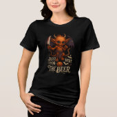 "Just Here for the Beer" Demon Art Tri-Blend Shirt (Vorderseite)
