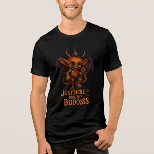 Just Here for the Boooss Halloween Demon Tri-Blend Shirt (Vorderseite)