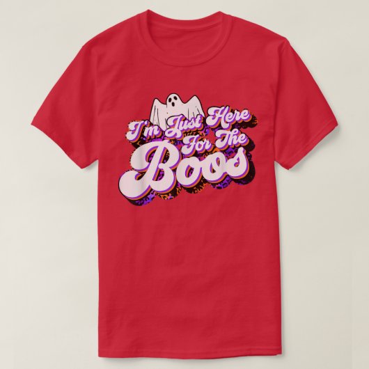Just Here For The Boos Funny Ghost Leopard Hallowe T-Shirt (Design vorne)