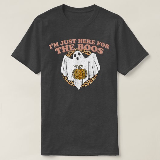 Just Here For The Boos Funny Ghost Leopard Hallowe T-Shirt (Design vorne)