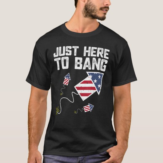 Just Here To Bang 4th of July Fireworks US Flag Vi T-Shirt (Vorderseite)