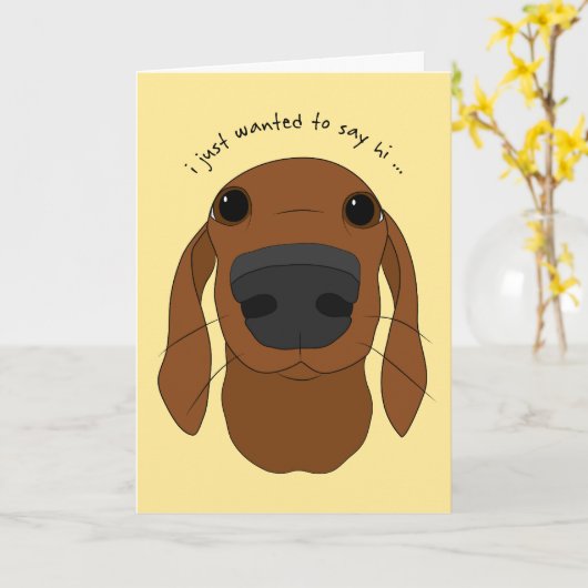 "Just hi" Niedliche Hundeschaue-Grußkarten Karte (Gelbe Blume)