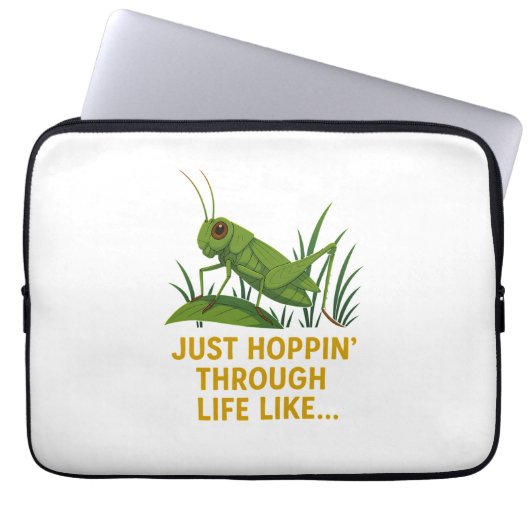 "Just Hoppin’ Funny Grasshopper Art" Laptopschutzhülle (Vorderseite)