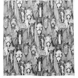 just horses black white duschvorhang