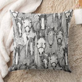 just horses black white kissen