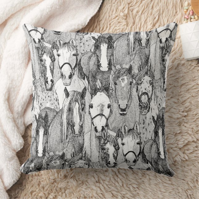 just horses black white kissen (Decke)