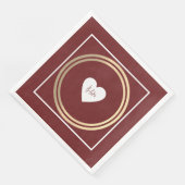 Just Initials Liebe Herz Burgund Moderne Serviette (Ecke)