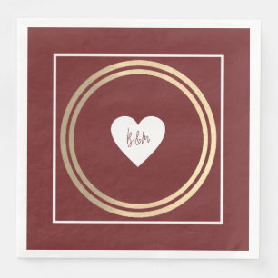 Just Initials Liebe Herz Burgund Moderne Serviette