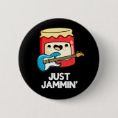 Just Jammin Funny Rocker Jam Pun Dark BG Button (Vorderseite)