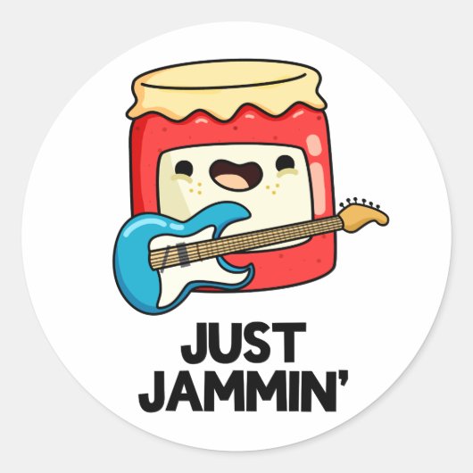 Just Jammin Funny Rocker Jam Pun Runder Aufkleber (Vorderseite)